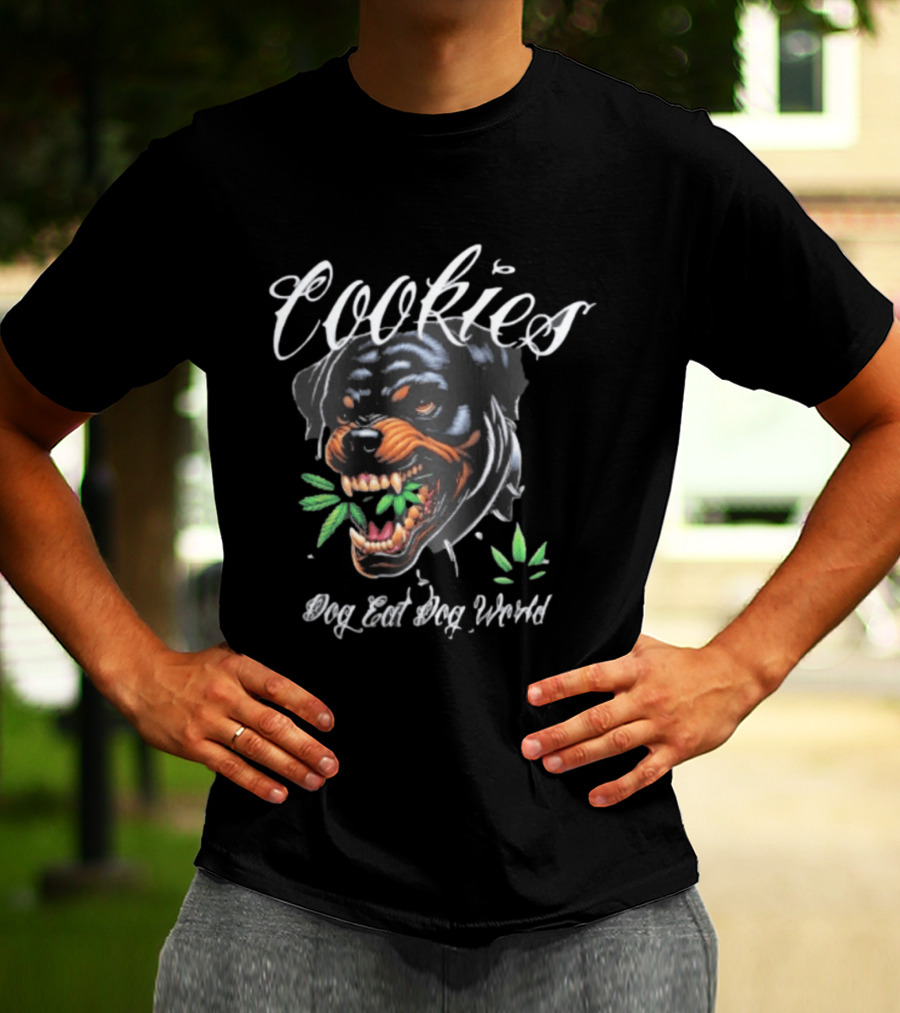 Cookies Dog Eat Dog World Rottweiler With Leaf T-Shirt