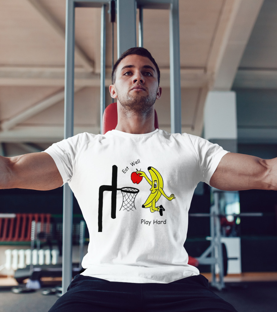 Banana Squad Basketball Eat Well Play Hard Dunking Apple T-Shirt