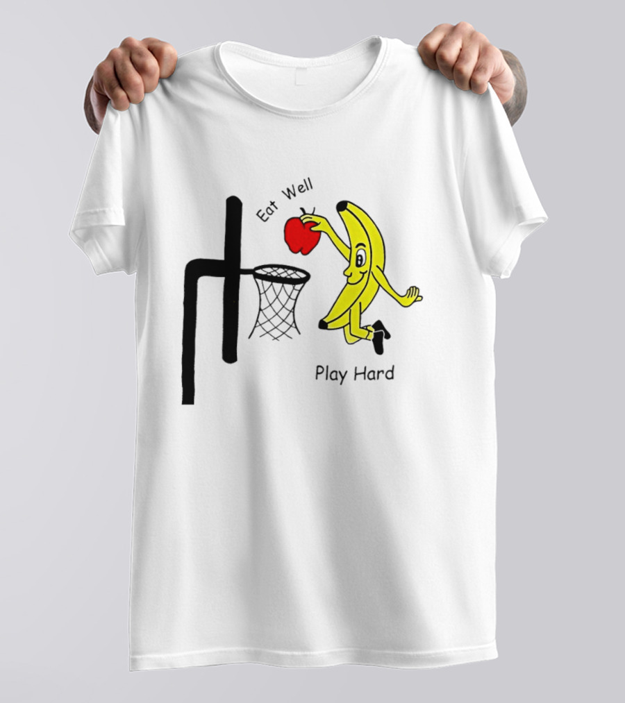 Banana Squad Basketball Eat Well Play Hard Dunking Apple T-Shirt