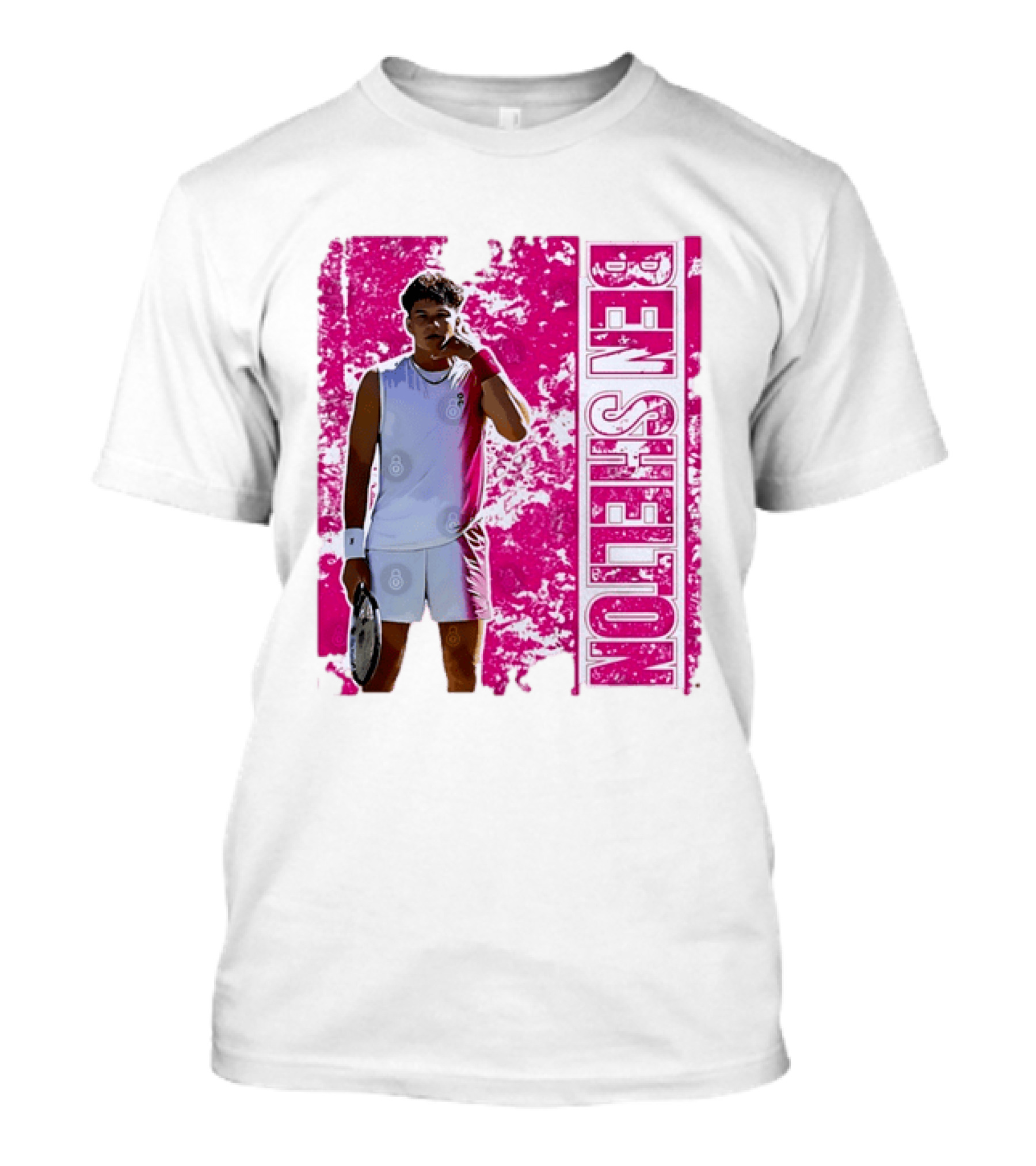 Ben Shelton Tennis Star Distressed Pink T-Shirt