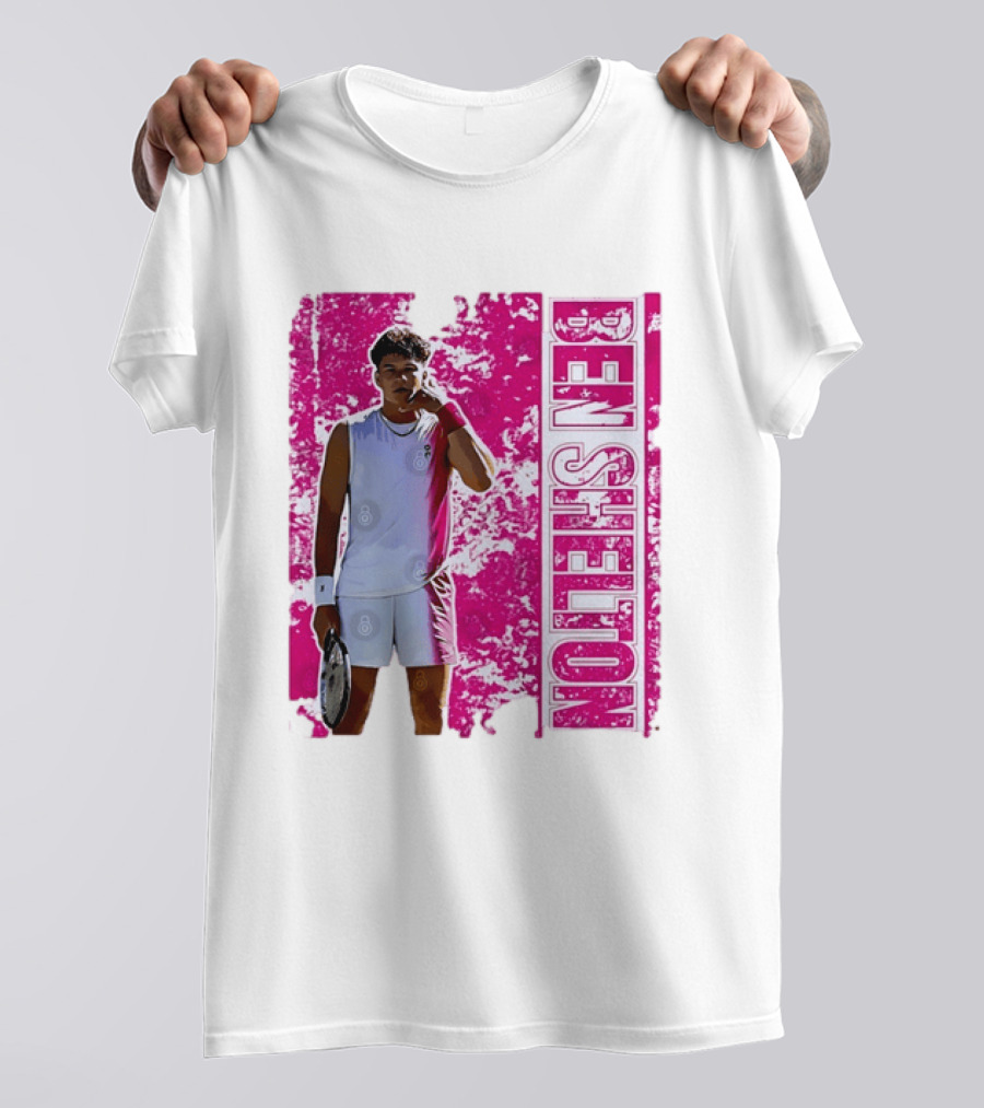 Ben Shelton Tennis Star Distressed Pink T-Shirt