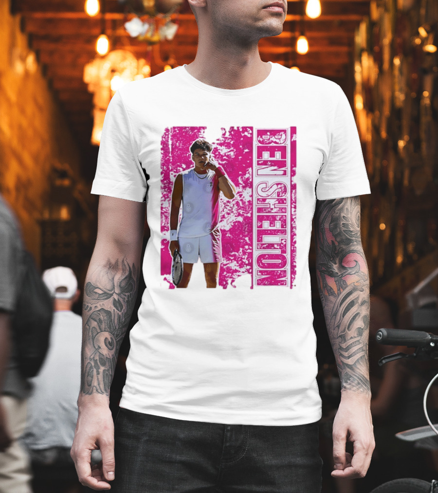 Ben Shelton Tennis Star Distressed Pink T-Shirt