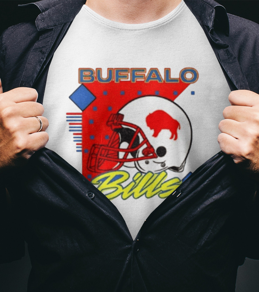 Buffalo Bills Football Helmet Retro 90s T-Shirt