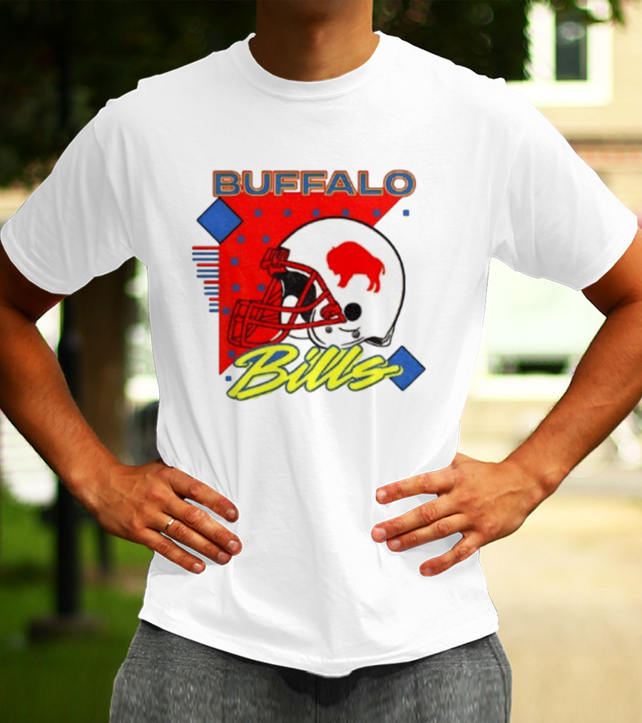 Buffalo Bills Football Helmet Retro 90s T-Shirt