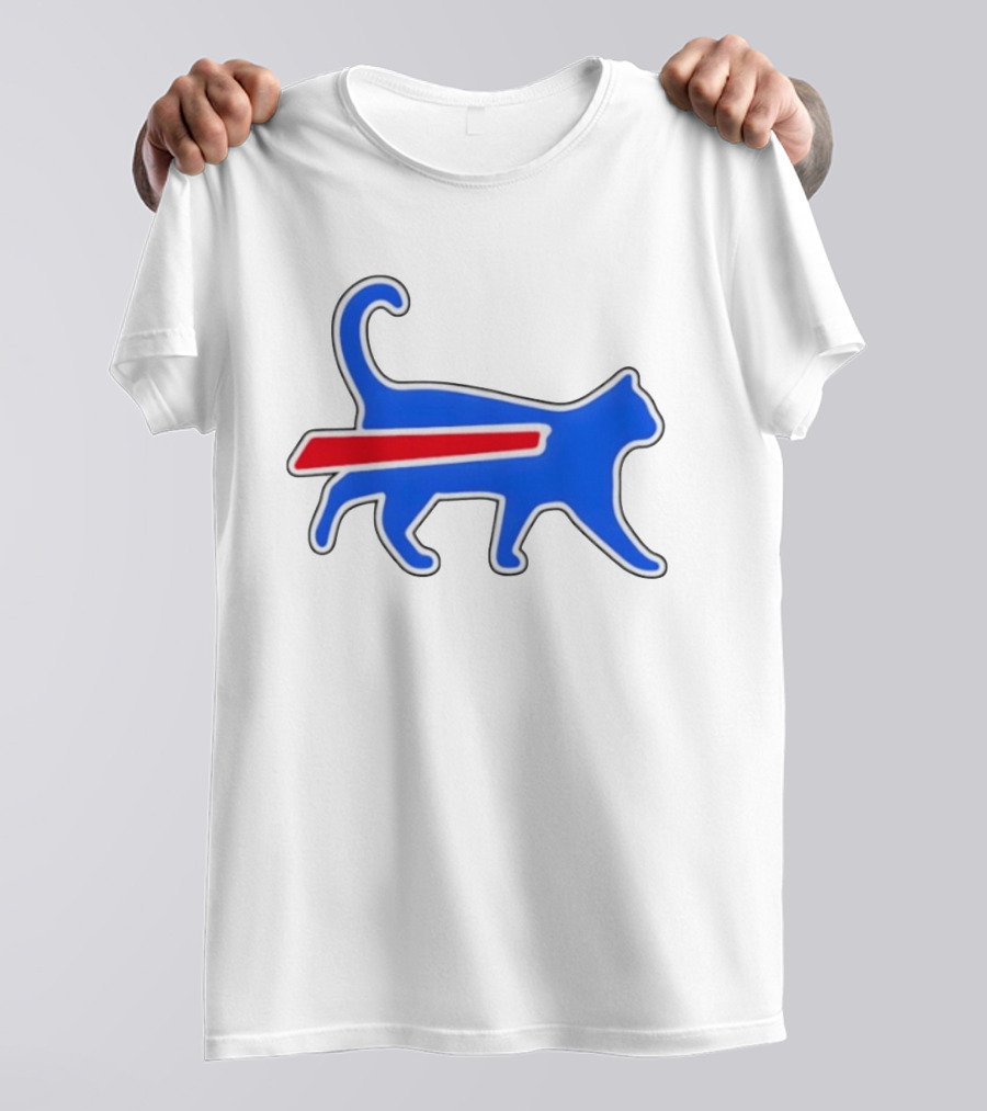 Buffalo Bills Cat Logo Parody Red And Blue T-Shirt