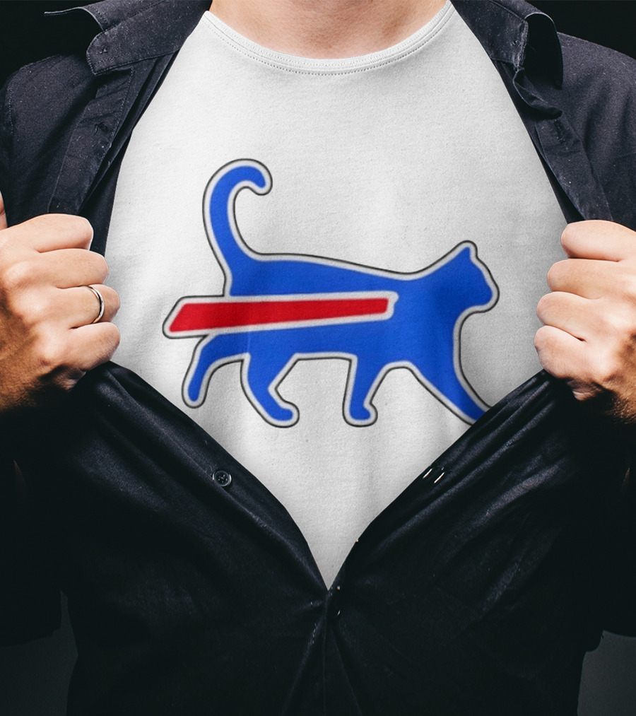 Buffalo Bills Cat Logo Parody Red And Blue T-Shirt