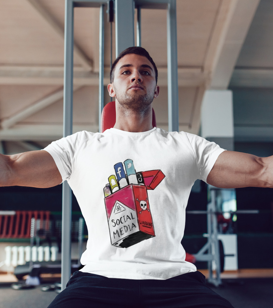 Social Media Warning Cigarette Pack With Iconic Apps T-Shirt
