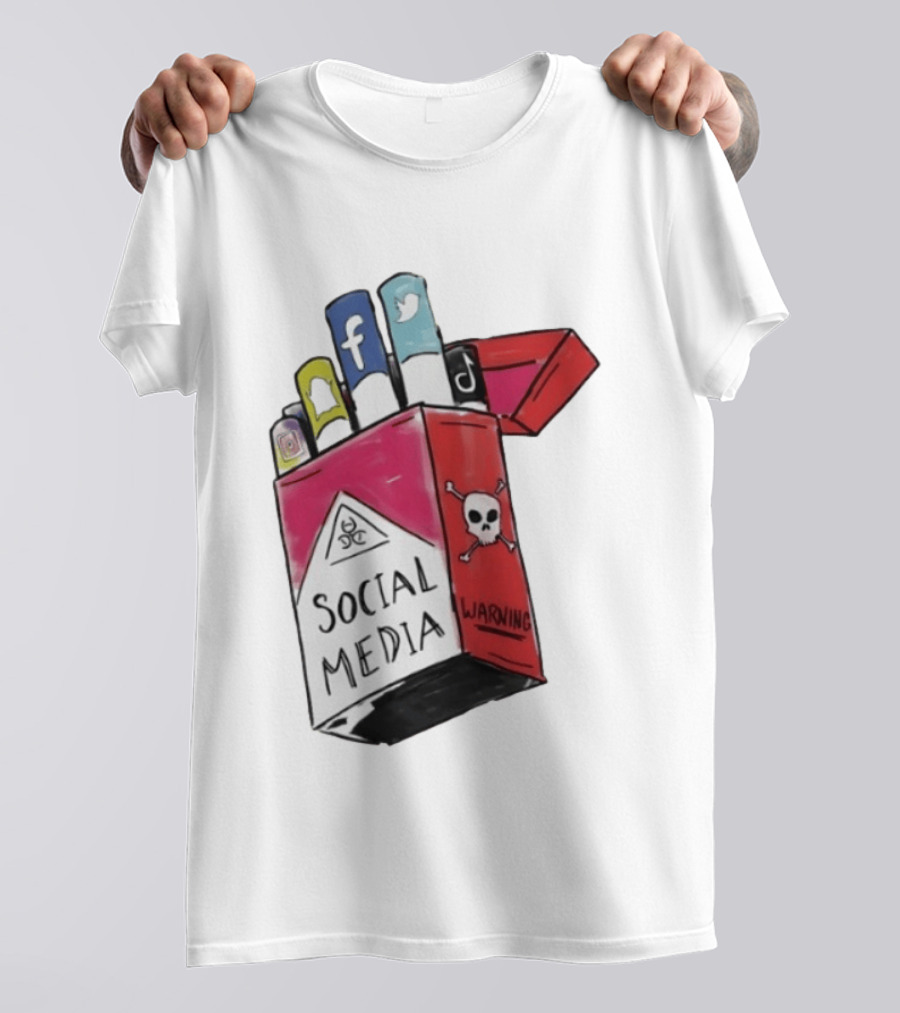 Social Media Warning Cigarette Pack With Iconic Apps T-Shirt