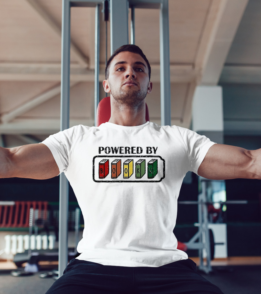 Classic Powered By Books Pride Colorful Book Spines T-Shirt