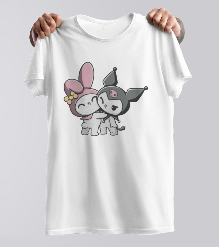 Sanrio My Melody And Kuromi Hugging Cute Characters T-Shirt