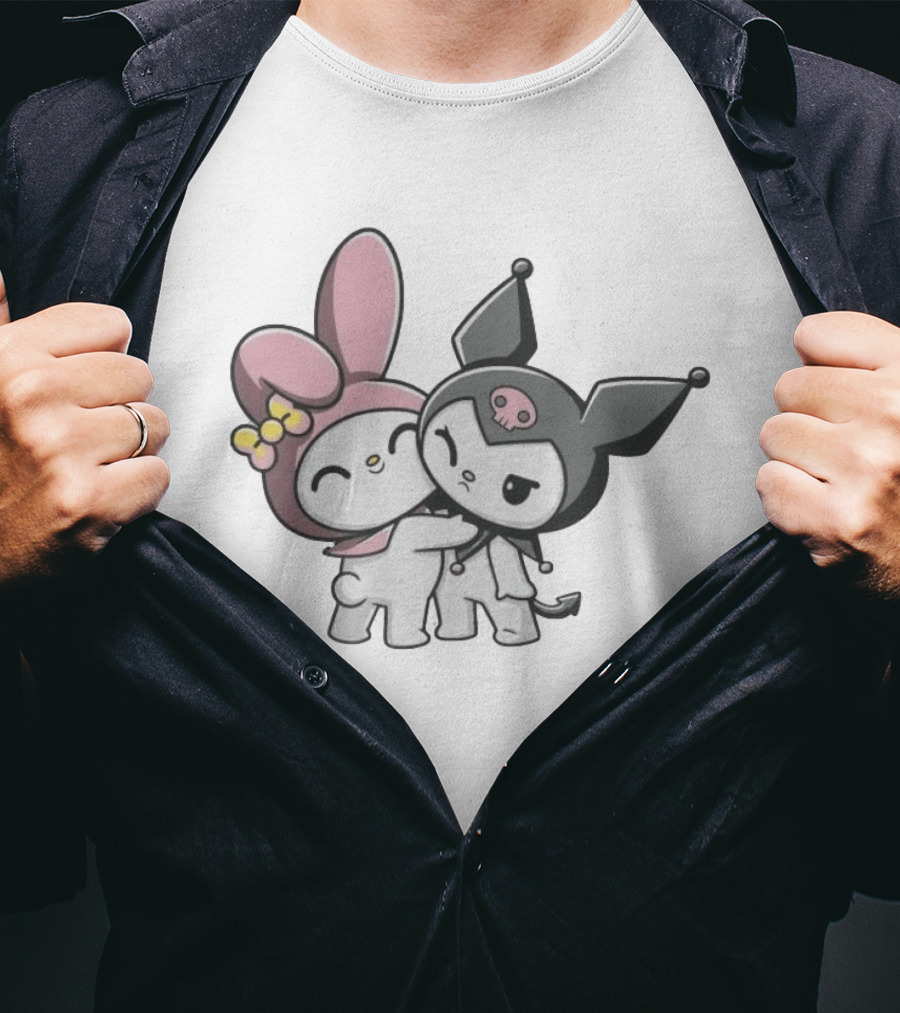 Sanrio My Melody And Kuromi Hugging Cute Characters T-Shirt