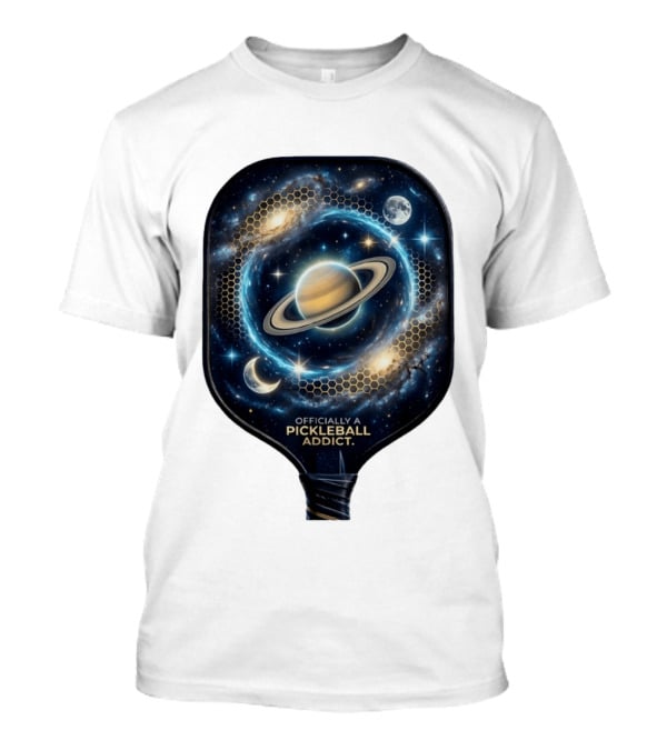 Officially A Pickleball Addict Galaxy Space Planets Saturn Stars T-Shirt