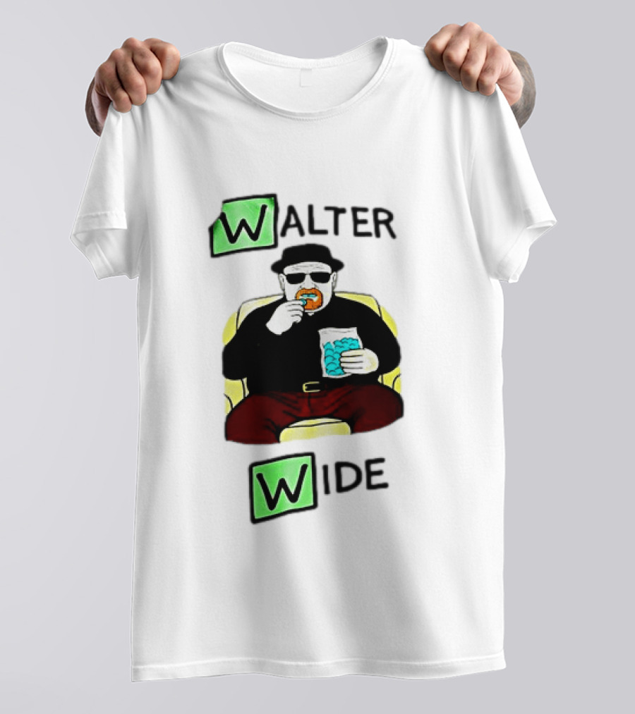 Walter Wide Breaking Bad Parody Green Letters Sitting Eating Blue Candy T-Shirt