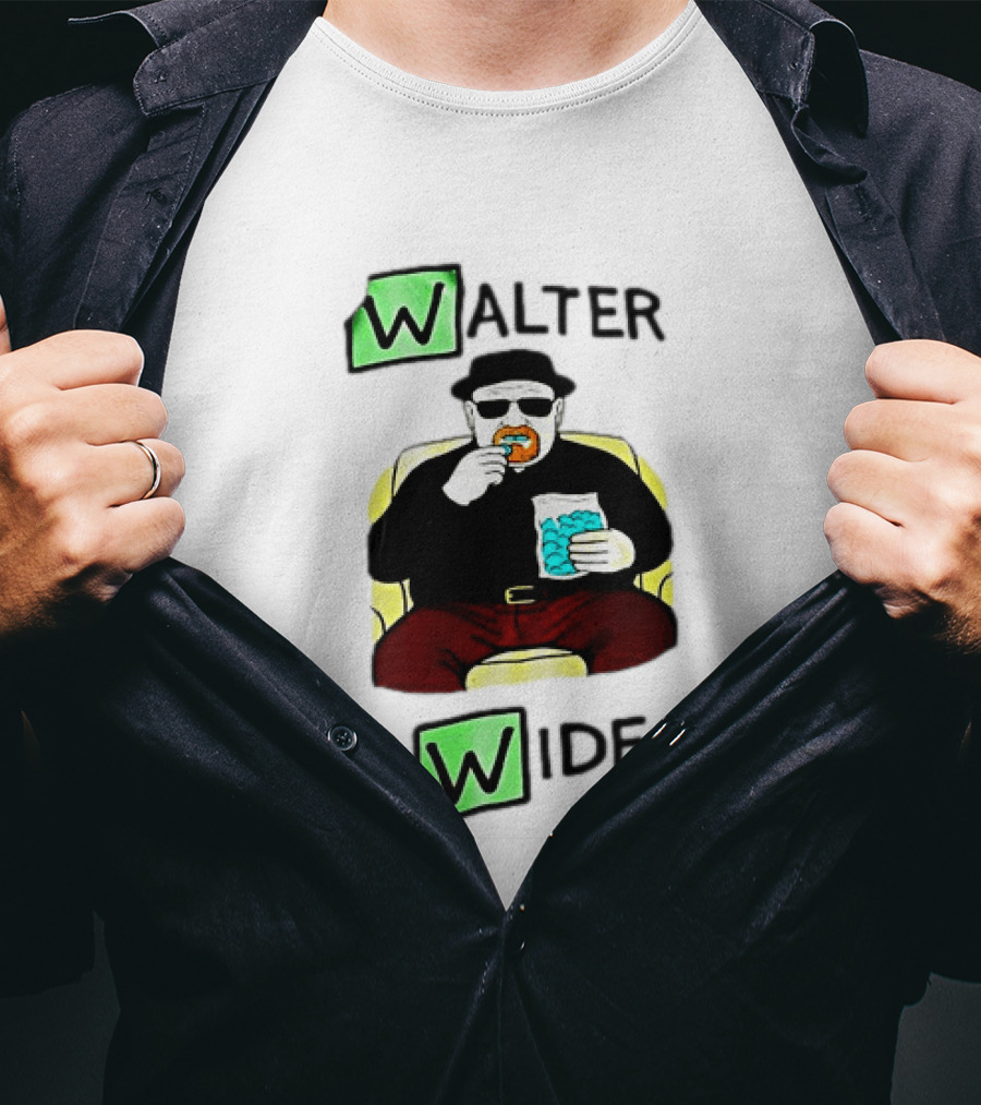 Walter Wide Breaking Bad Parody Green Letters Sitting Eating Blue Candy T-Shirt