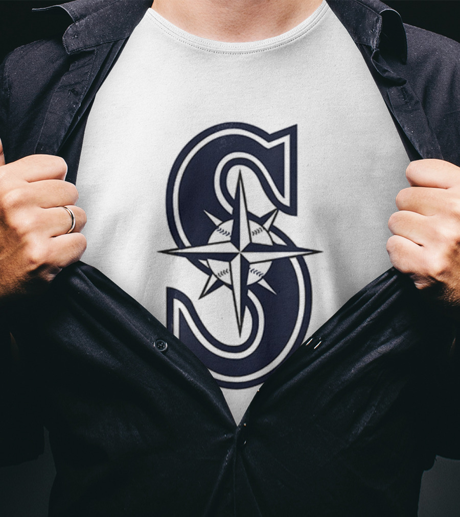Seattle Mariners Tridents Up Compass Rose Iconography T-Shirt