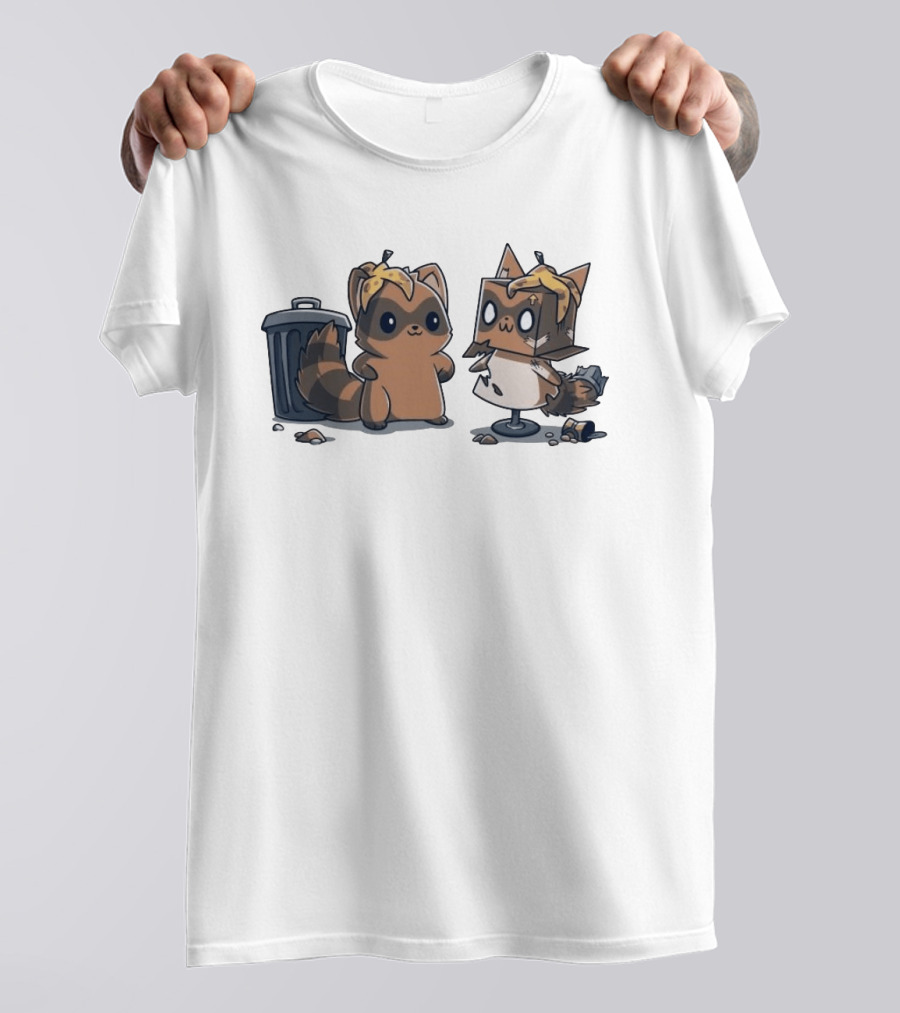 Get Crafty Raccoon Cardboard Box Costume With Trash Can Creativity T-Shirt