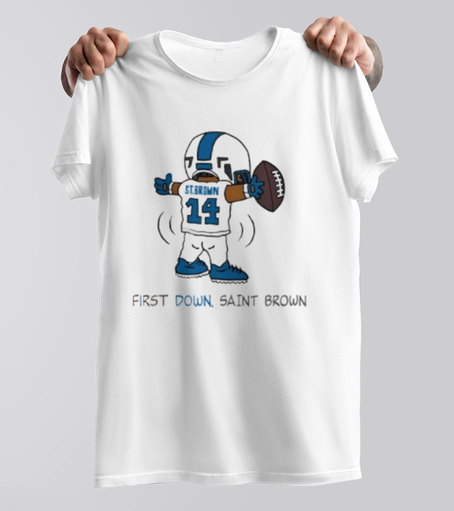 Trending Detroit Lions First Down Saint Brown 14 T-Shirt
