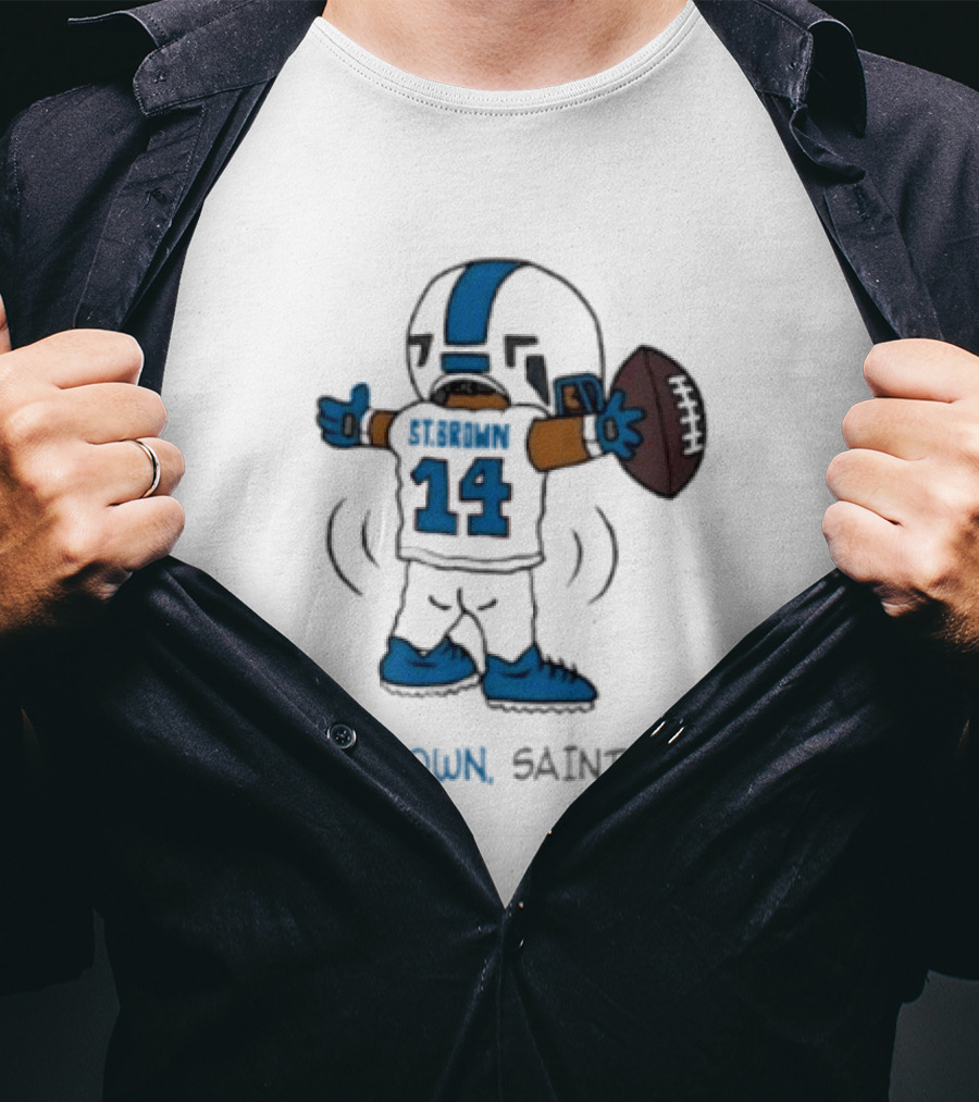 Trending Detroit Lions First Down Saint Brown 14 T-Shirt