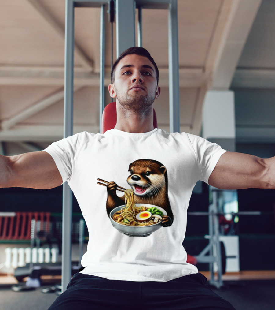 Trendy Otter Enjoying Ramen Bowl Meme T-Shirt
