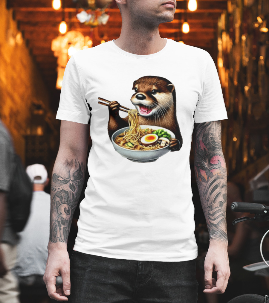Trendy Otter Enjoying Ramen Bowl Meme T-Shirt