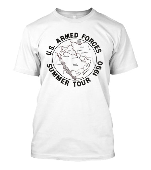 U.S. Armed Forces Summer Tour 1990 Middle East Map Desert Shield Military T-Shirt