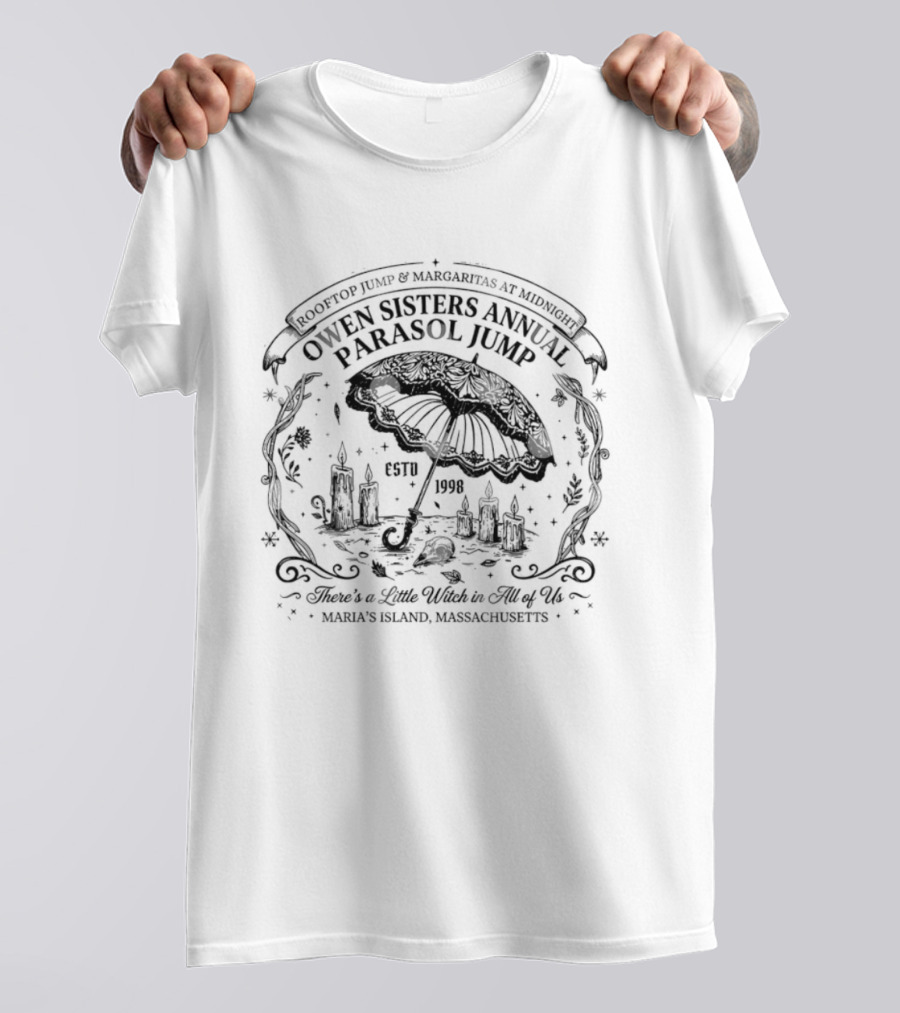 Owen Sisters Annual Parasol Jump Rooftop Margaritas At Midnight Martha's Vineyard Massachusetts T-Shirt