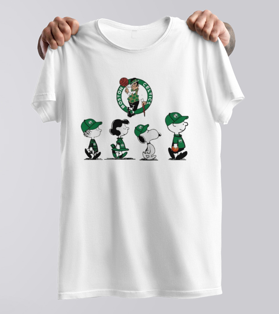 Peanuts Characters Boston Celtics Basketball Sports T-Shirt