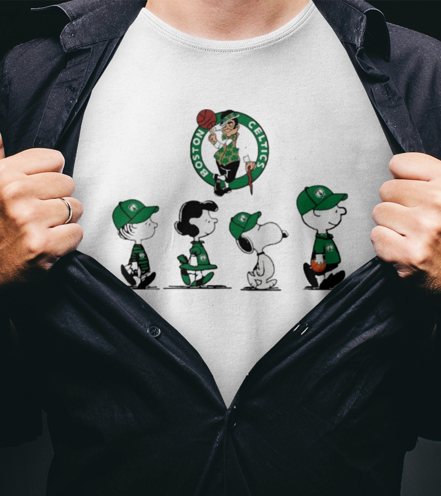 Peanuts Characters Boston Celtics Basketball Sports T-Shirt