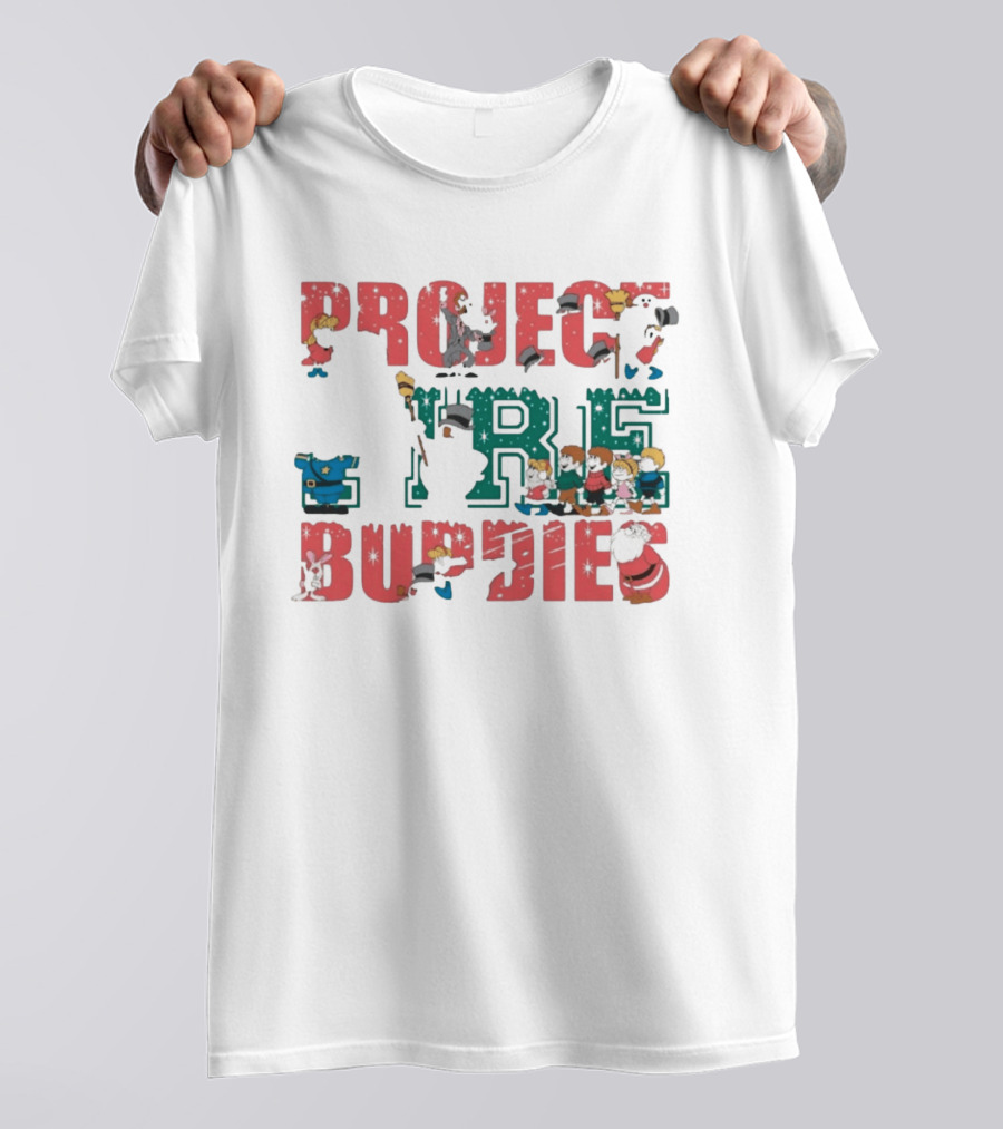 Project Fire Buddies Christmas Animated Characters And Santa Claus T-Shirt