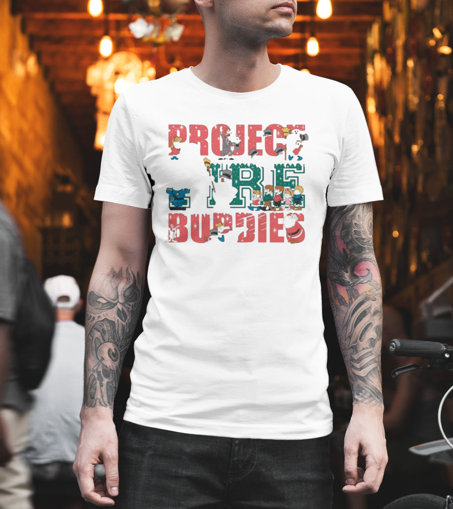 Project Fire Buddies Christmas Animated Characters And Santa Claus T-Shirt
