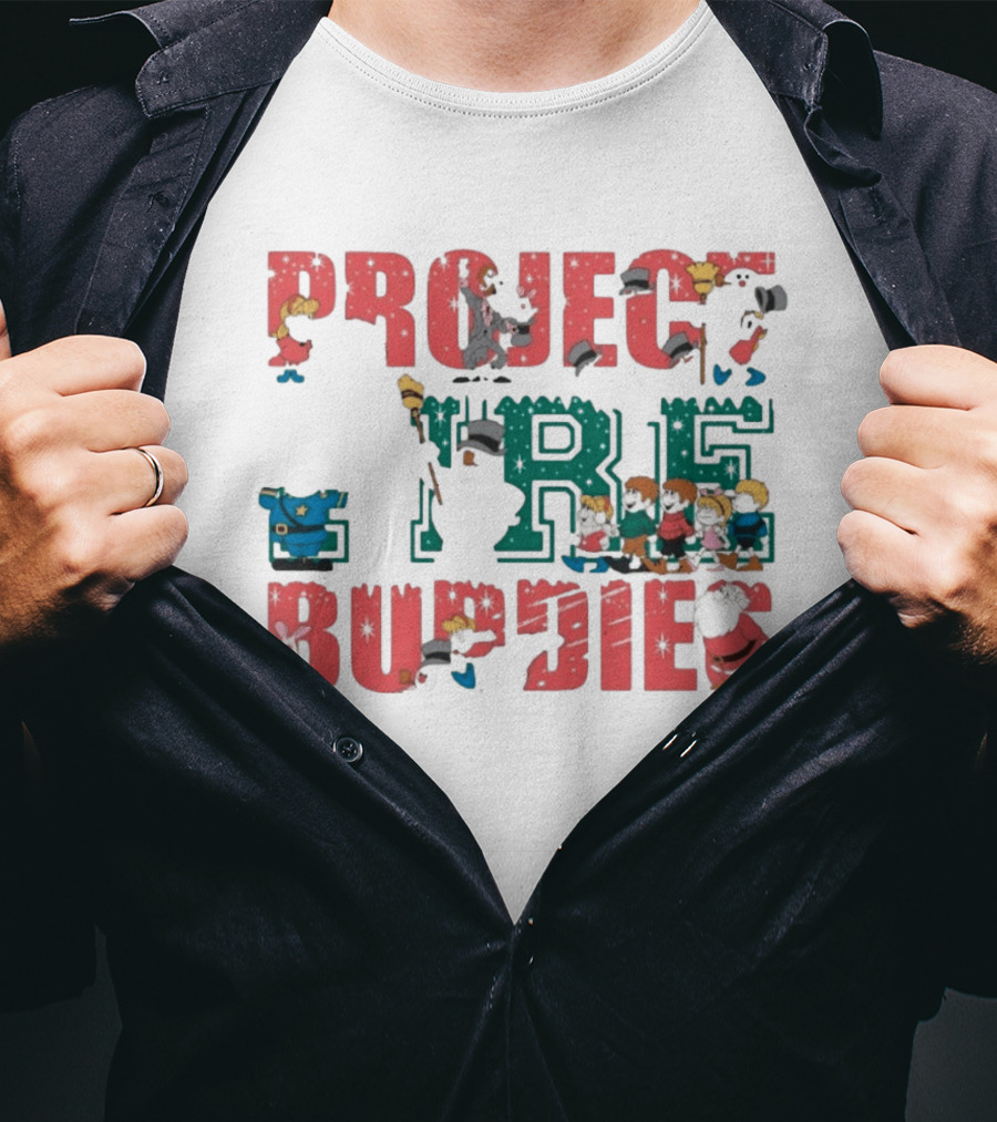 Project Fire Buddies Christmas Animated Characters And Santa Claus T-Shirt