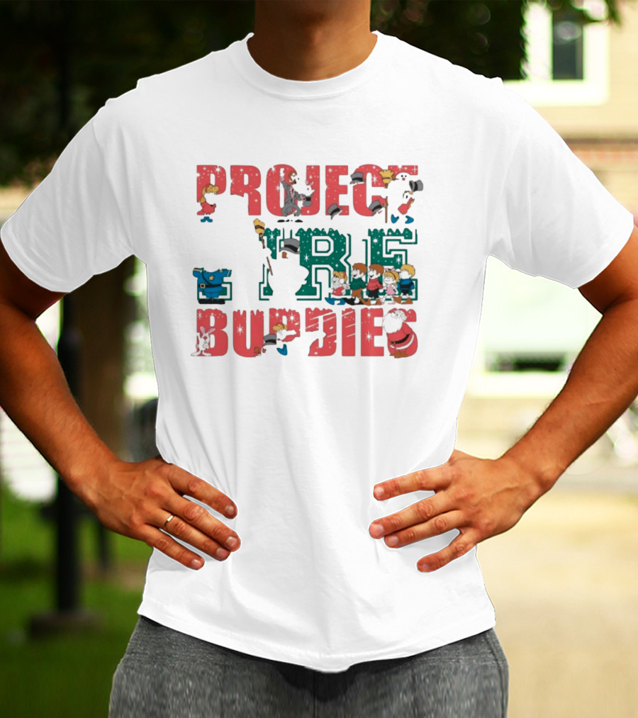 Project Fire Buddies Christmas Animated Characters And Santa Claus T-Shirt
