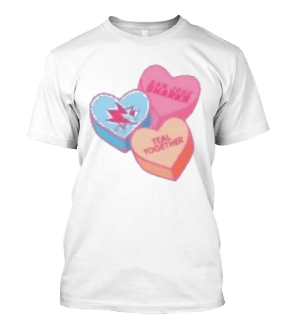 San Jose Sharks Valentine Candy Heart Teal Together T-Shirt