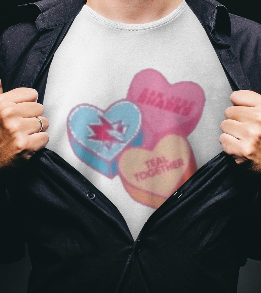 San Jose Sharks Valentine Candy Heart Teal Together T-Shirt