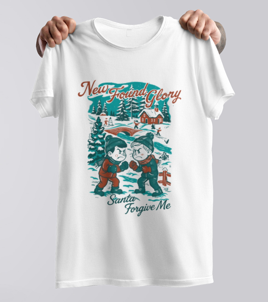 New Found Glory Santa Forgive Me Winter Scene T-Shirt