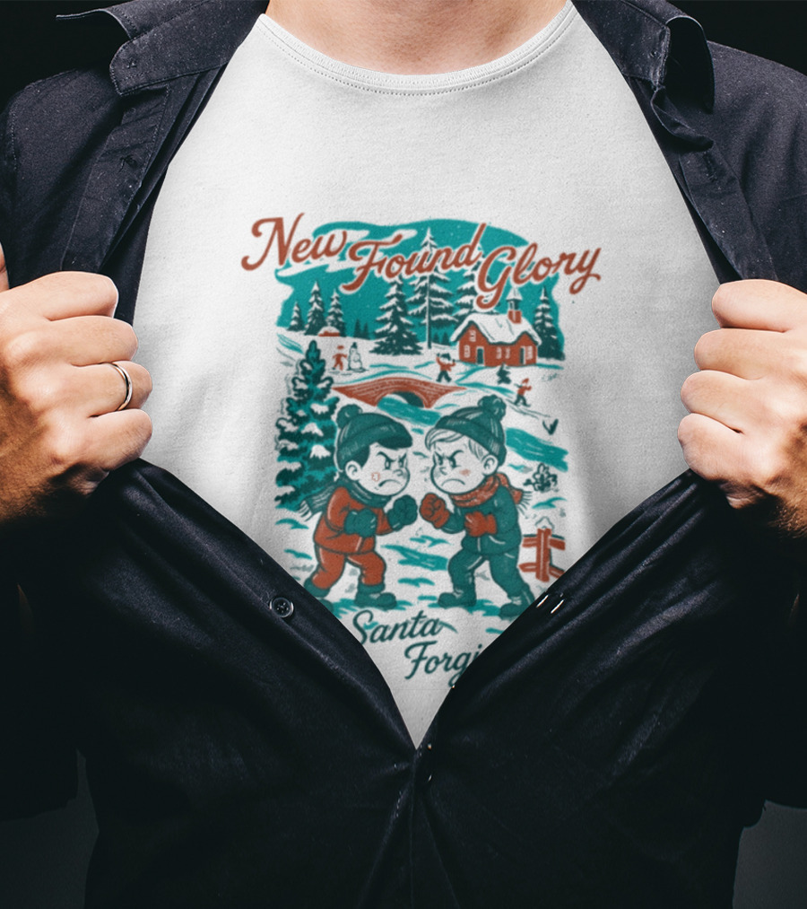 New Found Glory Santa Forgive Me Winter Scene T-Shirt