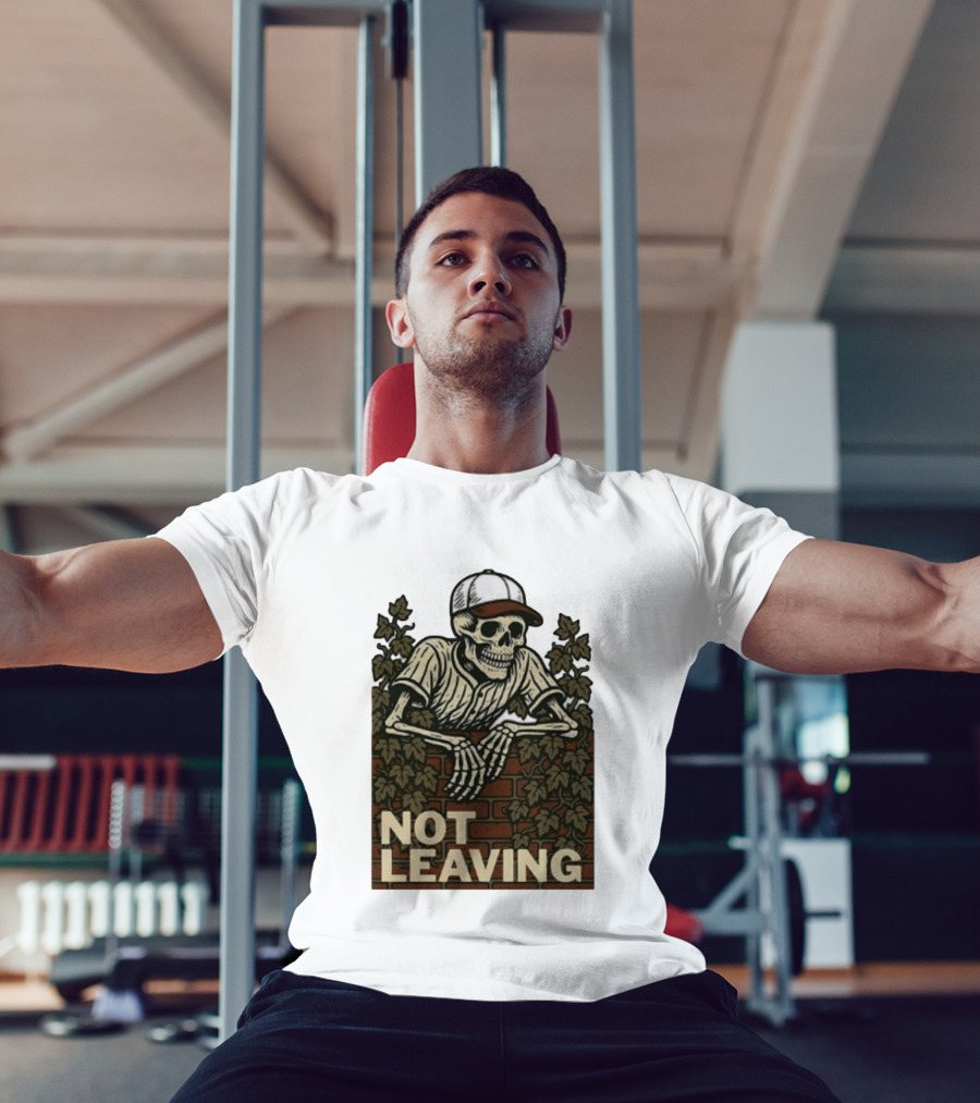 Skeleton Baseball Player Not Leaving Brick Wall Ivy Cap T-Shirt