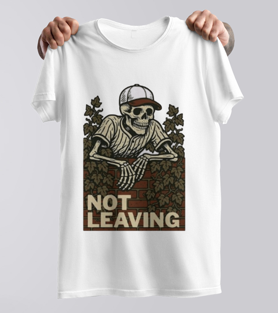 Skeleton Baseball Player Not Leaving Brick Wall Ivy Cap T-Shirt