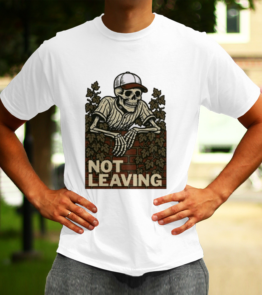 Skeleton Baseball Player Not Leaving Brick Wall Ivy Cap T-Shirt