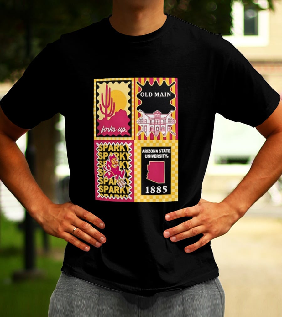 Arizona State University Forks Up Sparky Old Main 1885 T-Shirt