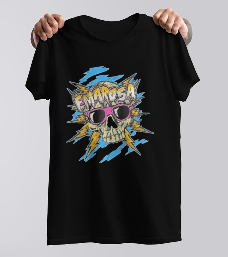 Emarosa Skull With Sunglasses And Lightning Burst T-Shirt