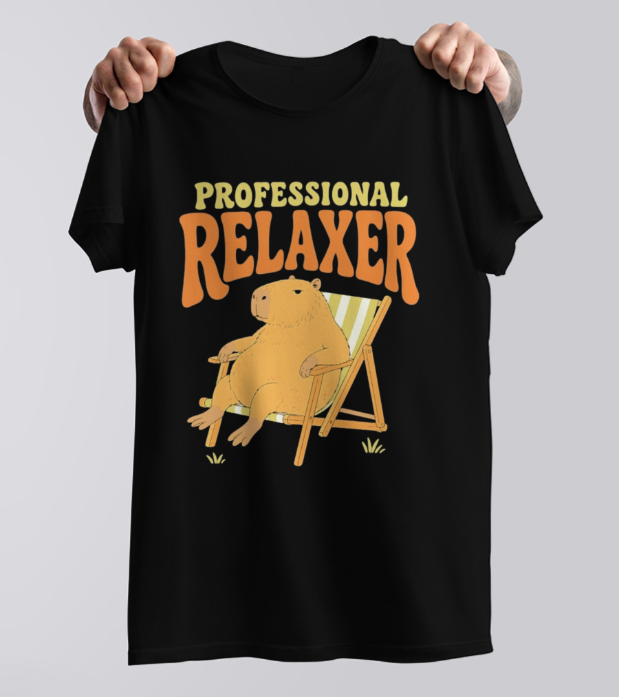 Professional Relaxer Capybara Sitting In Beach Chair T-Shirt