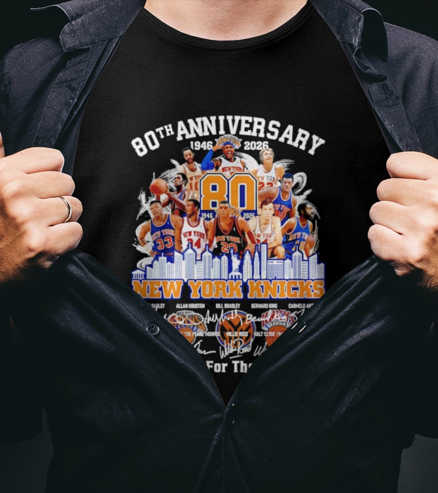 80th Anniversary 1946 2026 New York Knicks Charles Oakley Allan Houston Bill Bradley Bernard King Carmelo Anthony Thank You For The Memories T-Shirt