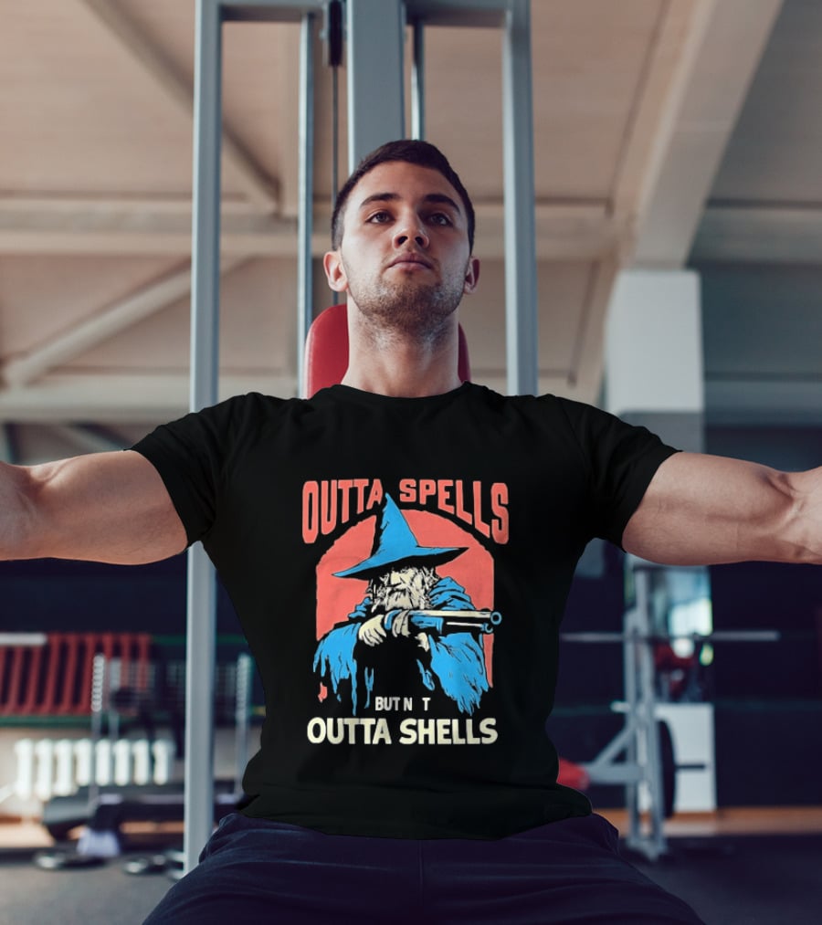 Outta Spells But Not Outta Shells Wizard Humor T-Shirt