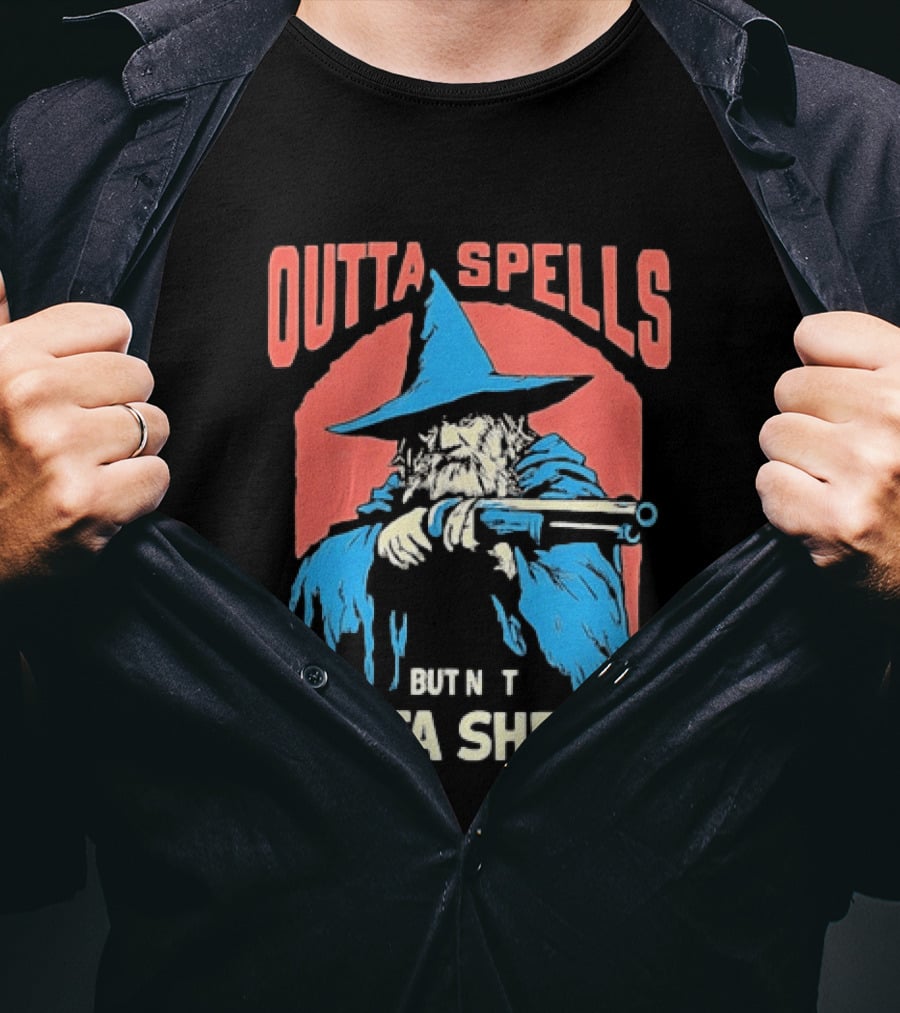 Outta Spells But Not Outta Shells Wizard Humor T-Shirt