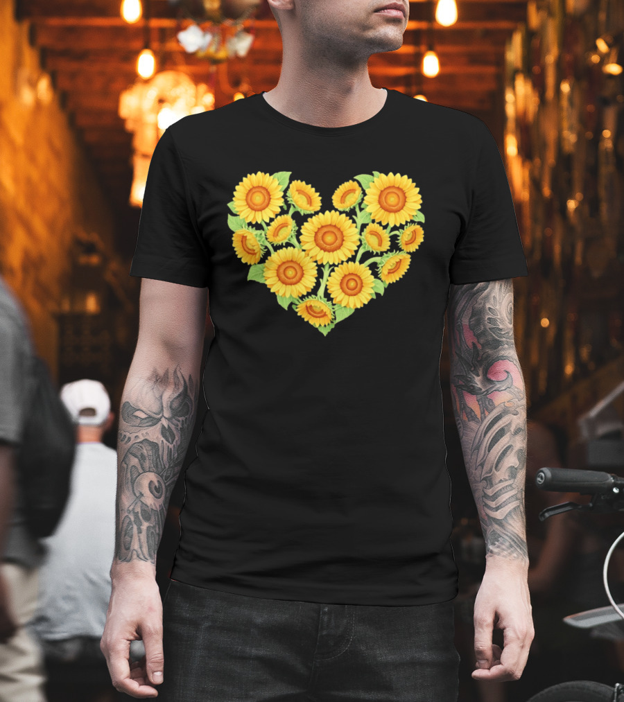 Sunflower Heart Shaped Floral Arrangement Nature T-Shirt