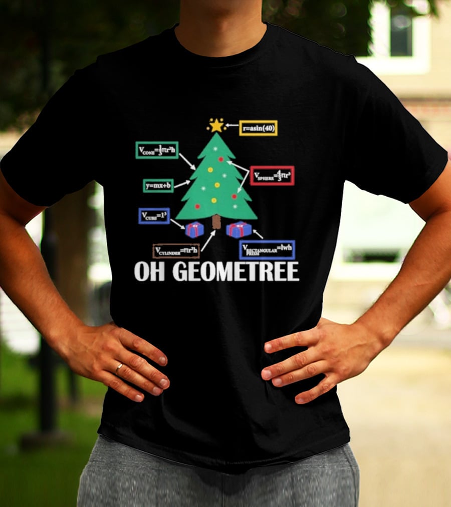 Oh Geometree Christmas Math Teacher Holiday Humor Educational T-Shirt