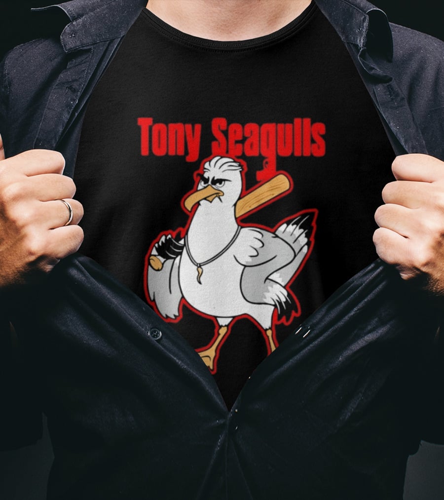Tony Seagulls Mobster Bird Seagull Mafia T-Shirt