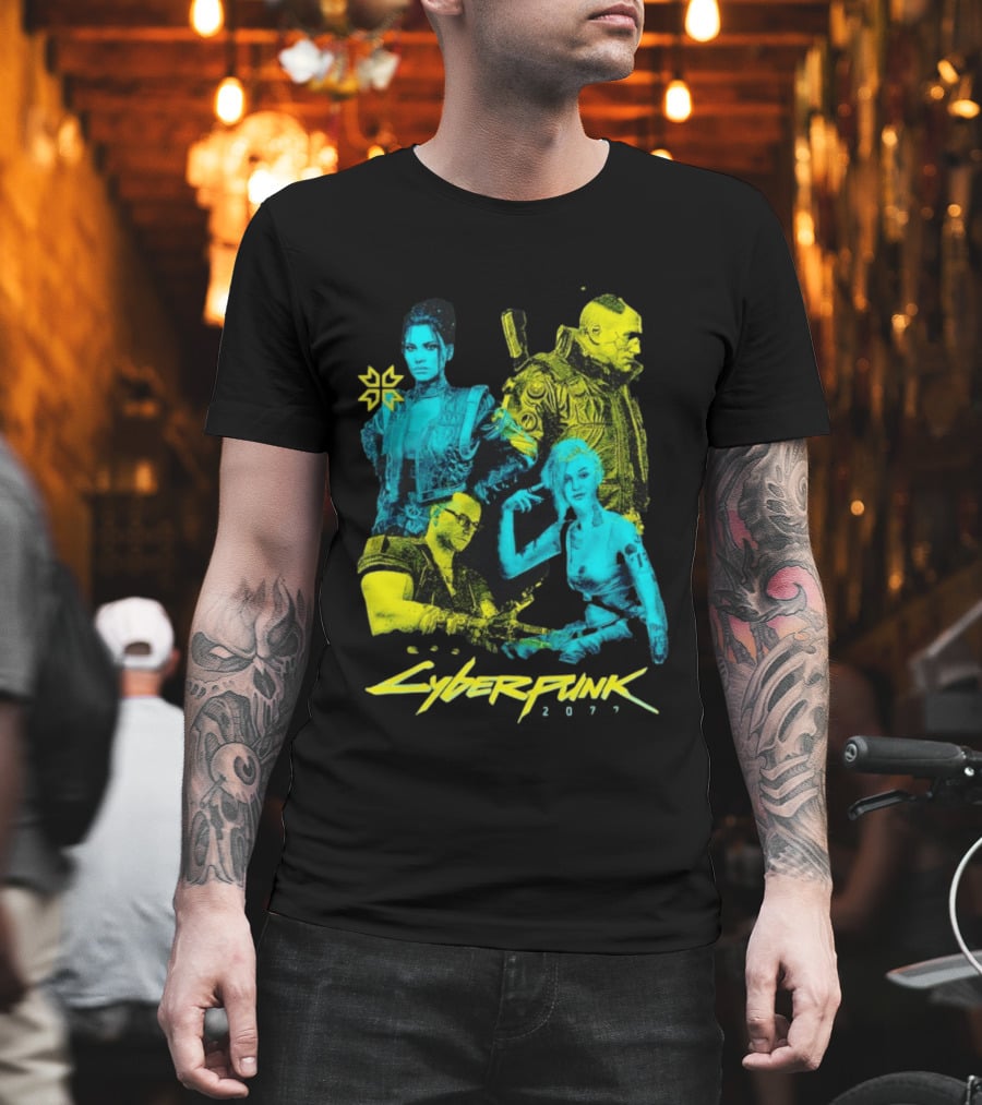 Cyberpunk 2077 Characters And Logo Video Game Merchandise T-Shirt