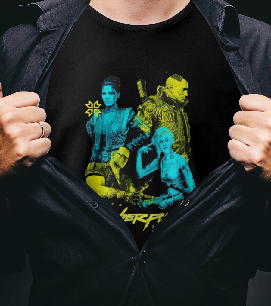 Cyberpunk 2077 Characters And Logo Video Game Merchandise T-Shirt